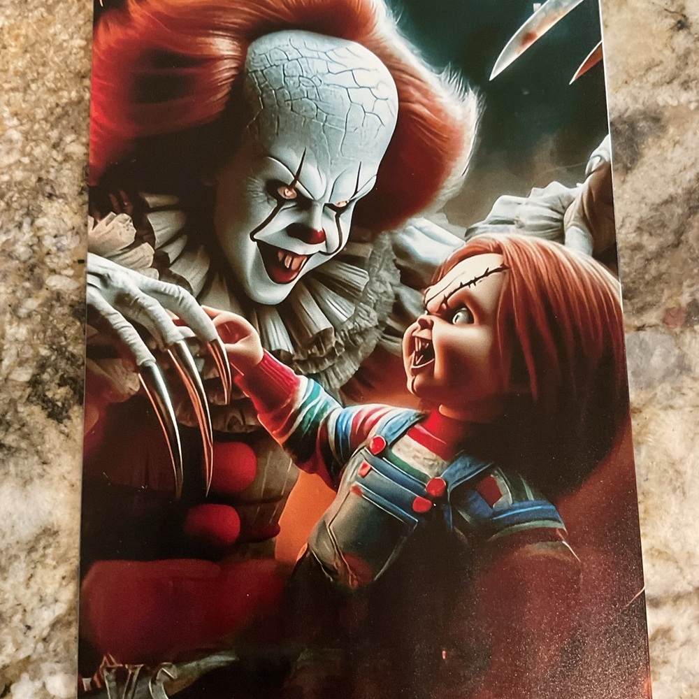 Horror Movie Poster with Clown and Doll